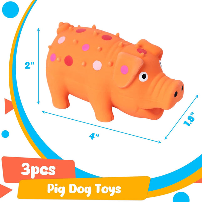3PCS Squeaky Latex Grunting Pig Dog Toys 4 Inch Prank Nosie Maker Puppy Chew Toys Rubber Squeeze Gift for – product detail