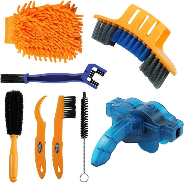 8 Pieces Precision Bicycle Cleaning Brush Tool Including Bike Chain Scrubber suitable for Mountain Road