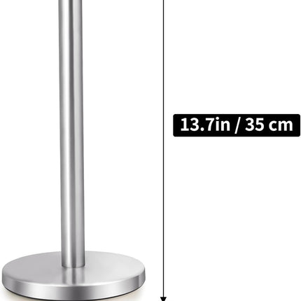 Paper Towel Holder Countertop, Paper Towel Holder with Solid Weighted Base, for Standard and Large Size Rolls (Silver)