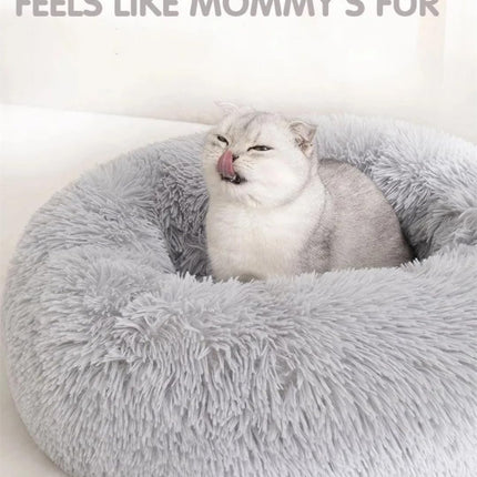 Cat Beds for Indoor Cats - Cat Bed Washable 20 inches, Dog Beds for Small Medium Dogs, Anti Anxiety Round Fluffy Plush Faux Fur Pet Bed, Thick Bottom (Medium, Light Grey)