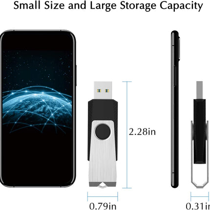 16GB 3 Pack USB Flash Drive 16GB USB Stick Bulk USB Drive 2.0 USB Key USB Thumb Drive Flash Drives 16gb Memory Stick for Computer (Black,3 pcs)