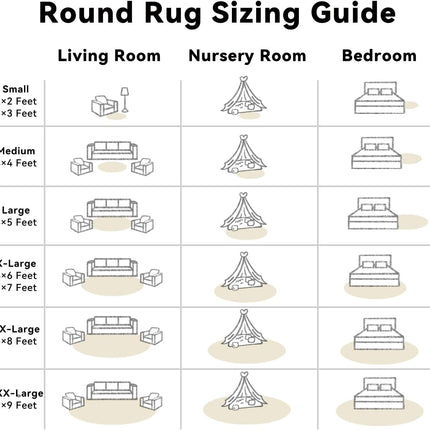 Cream White Round Rugs for Bedroom, 4 Ft Machine Washable Circle Area Rugs for Living Room, Non-Slip Fluffy Carpet for Teen Girls and Boys, Dorms, Nursery Rooms, Home Decor Aesthetic