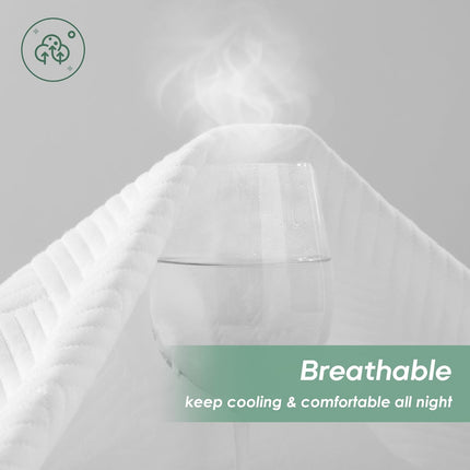 Queen Size 100% Waterproof Mattress Protector, Mattress Pad Cover Fitted 8"-21" Deep Pocket, 3D Air Fabric Soft Breathable Cooling Bed Mattress Cover Noiseless Washable, White-Fence