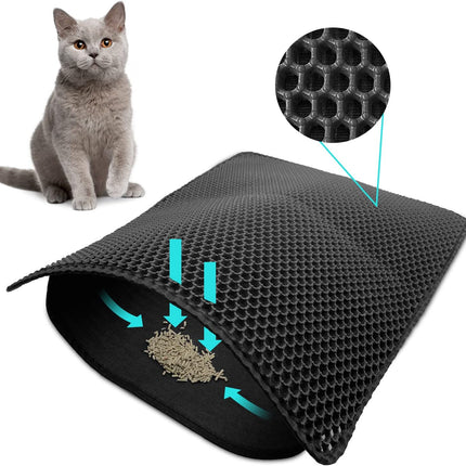 Cat Litter Mat Trapper – 60x45cm Double-Layer Honeycomb Design, Waterproof & Urine-Proof, Traps Litter to Keep Floors Clean