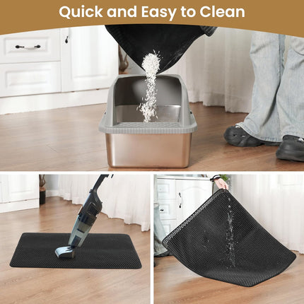 Cat Litter Mat Trapper – 60x45cm Double-Layer Honeycomb Design, Waterproof & Urine-Proof, Traps Litter to Keep Floors Clean