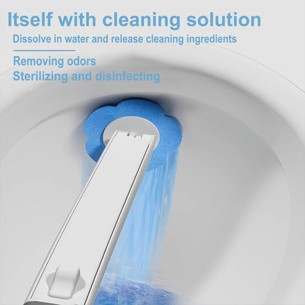 2 Pack Disposable Toilet Brush and Holder Set,Extended Handle with 48 Cleaner Refills Toilet Brush for Toilet Bowl Cleaners,Bathroom Cleaning,Sink, Bathtub, Floor - Blue (Ocean Fresh Scent)