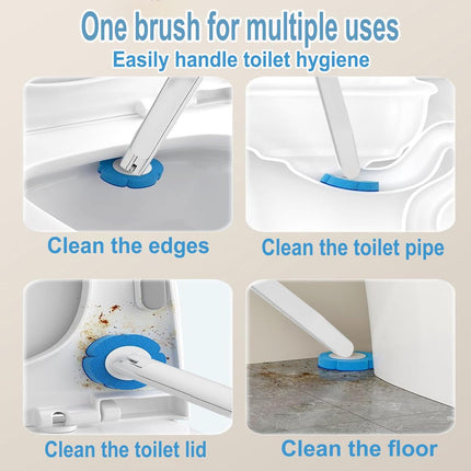 2 Pack Disposable Toilet Brush and Holder Set,Extended Handle with 48 Cleaner Refills Toilet Brush for Toilet Bowl Cleaners,Bathroom Cleaning,Sink, Bathtub, Floor - Blue (Ocean Fresh Scent)
