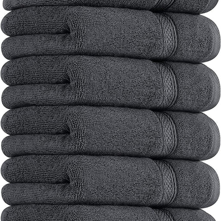 6 Pack Premium Hand Towels, 16 by 28 inches, 100% Ring Spun Cotton, Soft and Absorbent 600 GSM Towels for Bathroom, Gym, and Hotel, Grey