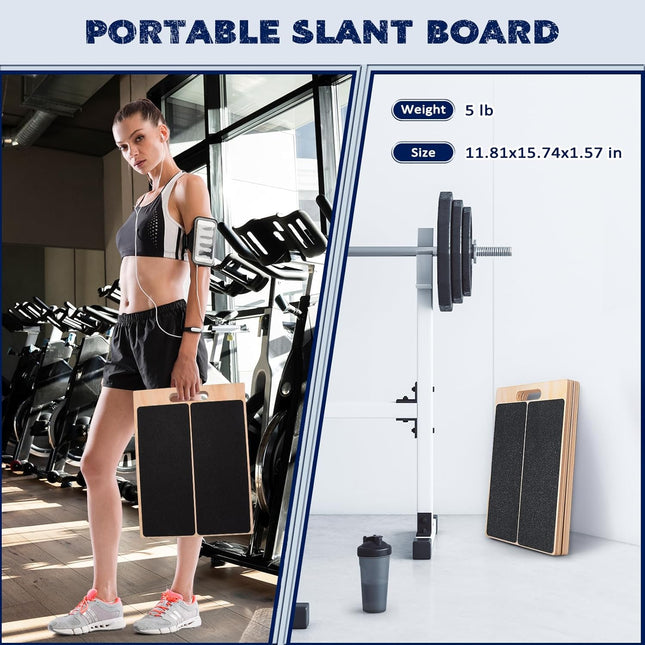 Portable Wooden Slant Board for Calf Stretching Squats Calf Stretcher Pilates Physical Therapy – product detail