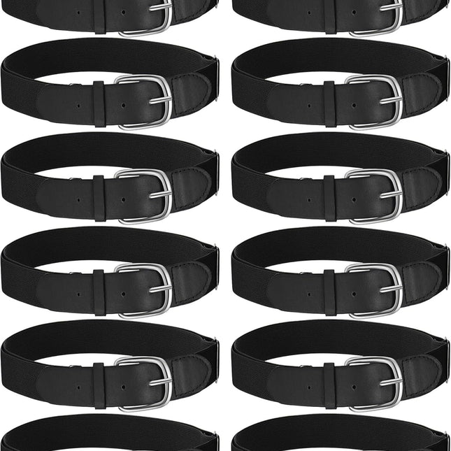 12 Pcs Baseball Belts Softball Belts Bulk for Adult and Youth Adjustable