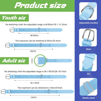 12 Pcs Baseball Belts Softball Belts Bulk for Adult and Youth Adjustable
