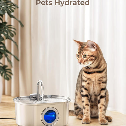 Official 12 Pack Cat Water Fountain Replacement Filters & Pre-Filter Sponges for 108oz/3.2 Stainless Steel Pet Water Fountain