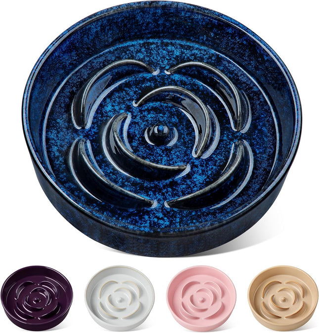 Slow Feeder Dog Bowl 1.5 Cups Ceramic Slow Feeder for Medium Breed Puzzle Maze Dog Food Bowl for Fast Eater