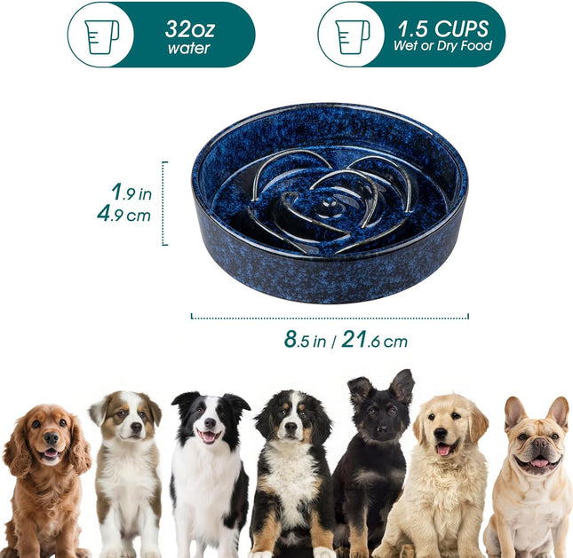 Slow Feeder Dog Bowl 1.5 Cups Ceramic Slow Feeder for Medium Breed Puzzle Maze Dog Food Bowl for Fast – product detail
