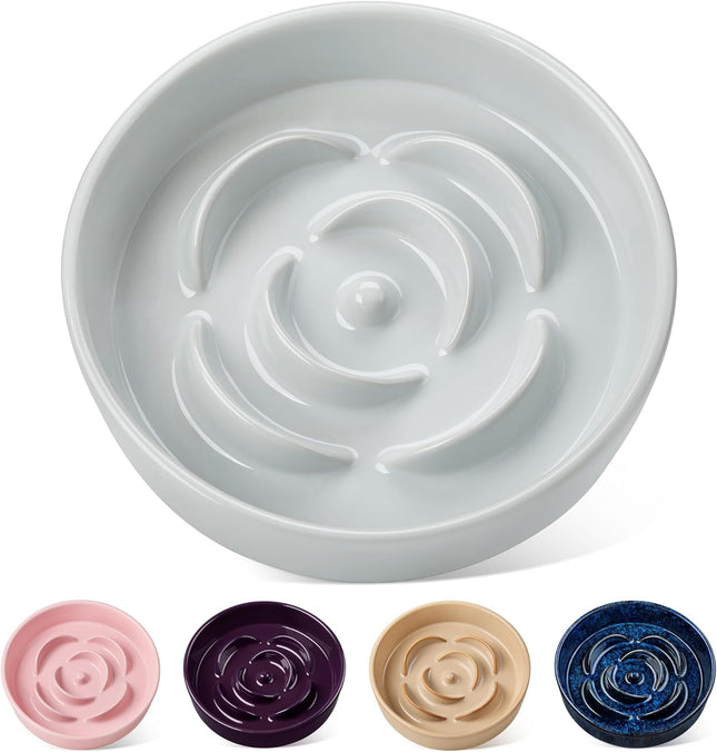 Slow Feeder Dog Bowl 1.5 Cups Ceramic Dog Food Dish for Fast Eaters Small Breed Puzzle Bowl for Small Dogs