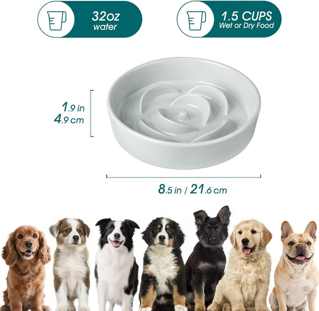 Slow Feeder Dog Bowl 1.5 Cups Ceramic Dog Food Dish for Fast Eaters Small Breed Puzzle Bowl for Small Dogs – product detail