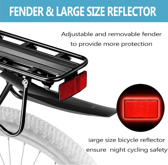 Rear Bike Rack Bike Cargo Rack w/Fender & Large Size Reflective Quick Release Mountain Road – product detail