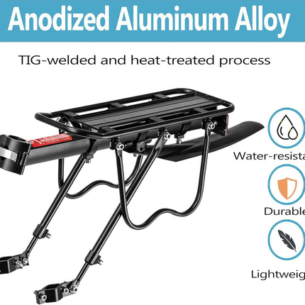 Rear Bike Rack,Bike Cargo Rack w/Fender & Large Size Reflective,Quick Release Mountain Road Bicycle Rear Racks,Universal Bike Luggage Rack,Large Capacity Bike Pannier Rack,