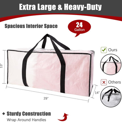 Extra Large Moving Bags with Zippers & Carrying Handles, Heavy-Duty Storage Tote for Space Saving Moving Storage, Fold Flat, Alternative to Box and Bin - 8 Pack, Semi-Transparent