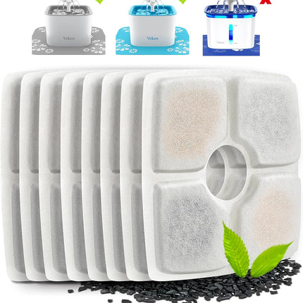 8 Pack Replacement Filters for 84oz/2.5L Automatic Pet Fountain Cat Water Fountain Dog Water Dispenser