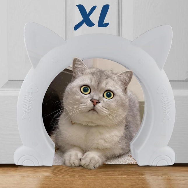 Large Cat Door Interior Door XL Indoor Cat Door Pet Doors for Cats Kitties and Small Dogs (White)