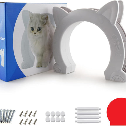 Large Cat Door Interior Door, XL Indoor Cat Door, Pet Doors for Cats, Kitties and Small Dogs (White)