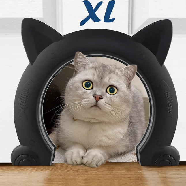 Large Cat Door Interior Door XL Indoor Cat Door Pet Doors for Cats Kitties and Small Dogs (Black)