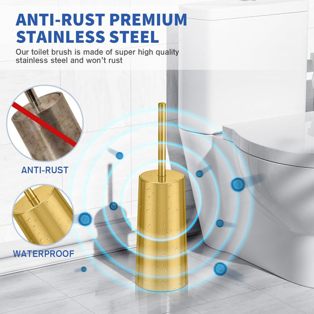 Toilet Brush and Holder Toilet Brush Stainless Steel Bowl for Bathroom Toilet-Ergonomic – product detail