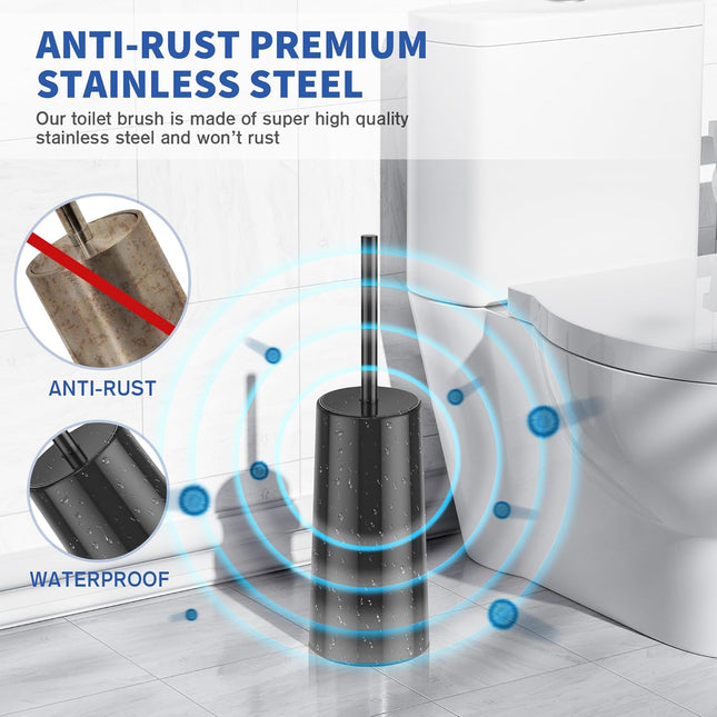Toilet Brush and Holder Toilet Brush Stainless Steel Bowl for Bathroom Toilet-Ergonomic – product detail