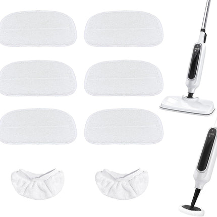 Reusable Steam Mop Pads Set, 6 Pack Steam Mop Pads & 2 Universal Microfiber Cloths, Compatible with KGHKGH, Sprobil, Rvwsx Steam Mops or Cleaners, Washable Replacement Pads for Floor Cleaning