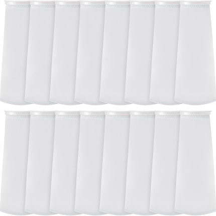 16 Pack 4 Inch Ring Filter Socks 200 ?m Aquarium Bags 4 Inch Ring by 15 Inch Long Socks for Fish Tank Freshwater Saltwater Aquariums