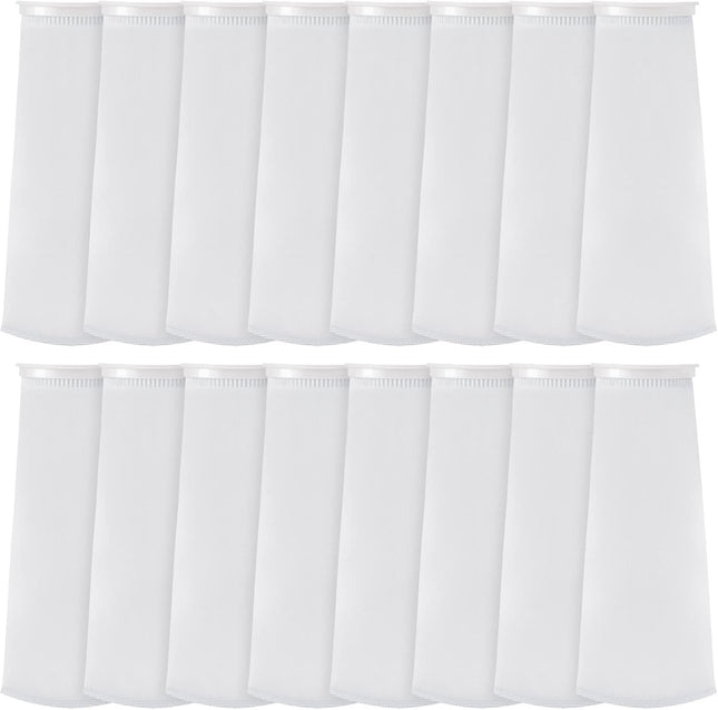 16 Pack 4 Inch Ring Filter Socks 200 m Aquarium Bags 4 Inch Ring by 15 Inch Long Socks for Fish Tank