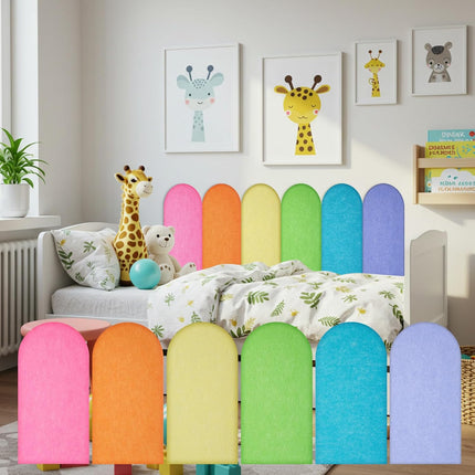 6 Pcs Felt Wall Padding for Kids 15.75 x 7.87 x 0.35 Inch Anti Collision 3D Wall Panel Peel and Stick Self-Adhesive Protective Headboard Upholstered for Playroom Nursery(Multiple)