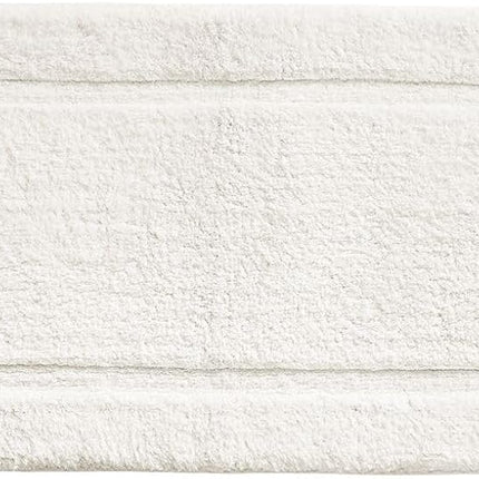 Soft 100% Cotton Luxury Hotel-Style Rectangular Spa Mat Rug, Plush Water Absorbent, Decorative Border for Bathroom Vanity Bathtub/Shower, Machine Washable Long Runner - 60" x 21" - Natural/Tan