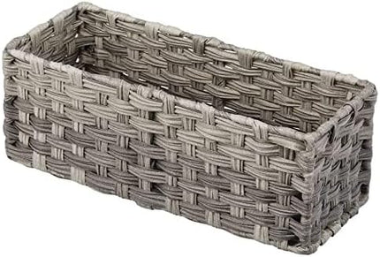 Rustic Farmhouse Woven Toilet Paper Holder Basket - Small Storage Organizer Tank Topper for Bathroom Counter or Top of Toilet - Holds 3 Rolls of Toilet Paper - Gray Ombre