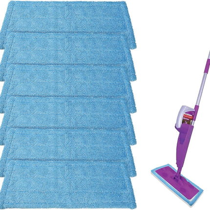 6 Pack Reusable Microfiber Pads for Rejuvenate Microfiber Mop, Compatible with Rejuvenate Click N Clean Multi-Surface Spray Mop, Machine Washable Microfiber Pad Refill for All Floors Without Handle