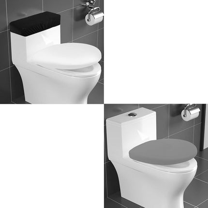 Toilet Tank Cover + Toilet Lid Cover, Stretch Washable Spandex Toilet Tank Protector Cover & Bathroom Stretch Spandex Washable Toilet Lid Seat Protector Cover with Elastic Bottom