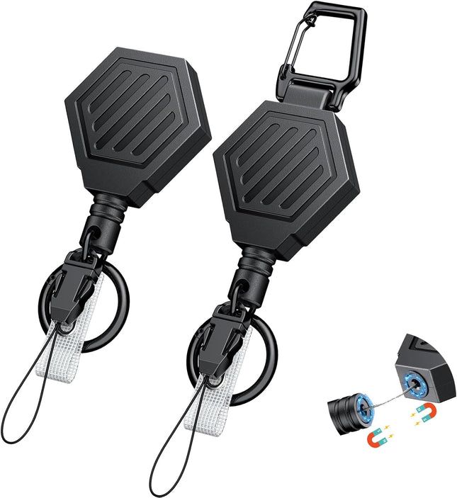 2 Pack Heavy Duty Retractable Keychain with Magnetic Closure Retractable Badge Reel for up to