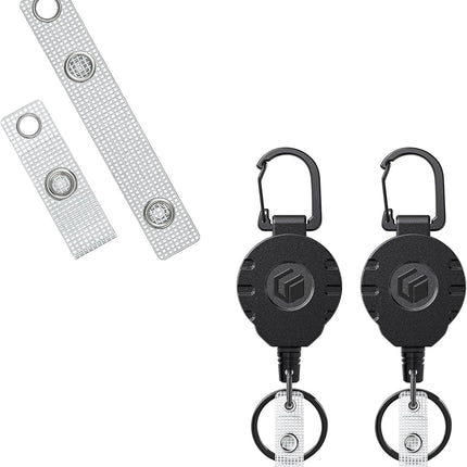50 Pcs Badge Holder Straps ID Badge Straps with Snaps and 2 Pack Retractable Keychain for Badge Holder Heavy Duty Badge Reel