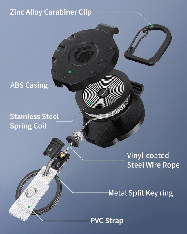 2 Pack Retractable Keychain and Adjustable Lanyard with Retractable Badge Reel Quick-Release Buckle with – product detail
