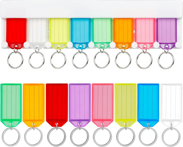 2 Pack Key Tag Rack Slot Style Plastic Wall Mounted Key Holder Organizer with Key Tag Identifiers and 20
