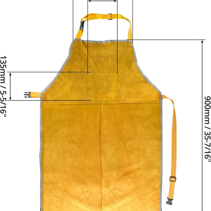 Leather Welding Work Apron - Flame and Welding Spatter Resistant - Adjustable Harness - Suitable for Welders, Blacksmiths