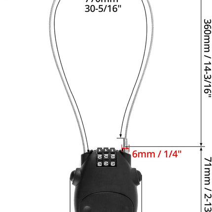 Retractable Cable Lock, 4 Pack Security Password Lock Steel Cable Luggage Locks