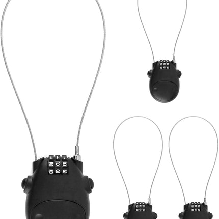 Retractable Cable Lock, 4 Pack Security Password Lock Steel Cable Luggage Locks