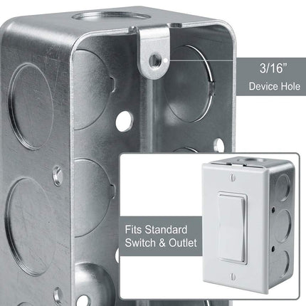 Electrical Box 12-Pack, 4x2 Inch Outlet Box,13 Cubic Inches, Ten 1/2 Inch Knockouts Electrical Box,1-7/8" Deep, Galvanized Steel