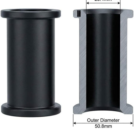 Adapter Sleeves 1" to 2" – 8" Length, 2 Pairs, 600 lbs Load, Locking Bolt & Caps for Racks, Bars & Plates