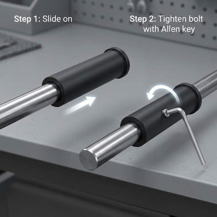 Adapter Sleeves 1" to 2" – 8" Length, 2 Pairs, 600 lbs Load, Locking Bolt & Caps for Racks, Bars & Plates