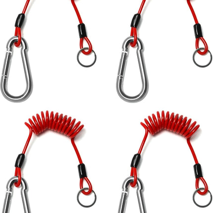 Breakaway Trailer Cable, 4 Pack 4 Ft Brake Safety Cable Spring Towing Coiled Wire with Clip, Stainless Steel Spring Towing Coiled Wire for RV Trailer Emergency