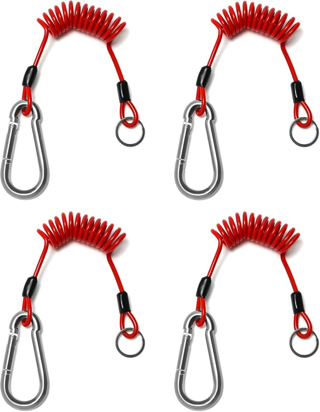 Breakaway Trailer Cable 4 Pack 4 Ft Brake Safety Cable Spring Towing Coiled Wire with V1258-DP02-C-2140