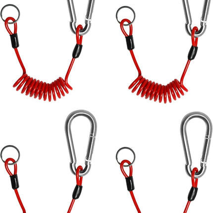 Breakaway Trailer Cable, 4 Pack 4 Ft Brake Safety Cable Spring Towing Coiled Wire with Clip, Stainless Steel Spring Towing Coiled Wire for RV Trailer Emergency